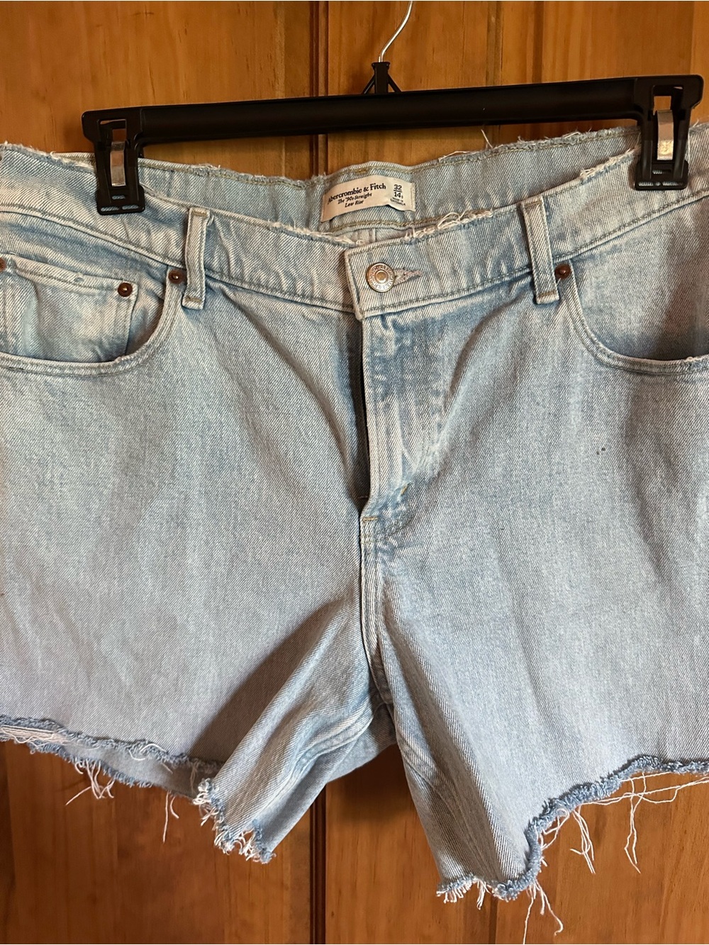Abercrombie & Fitch Light Blue Denim Cutoff Shorts Size 34 14 low rise 90s - Picture 4 of 5